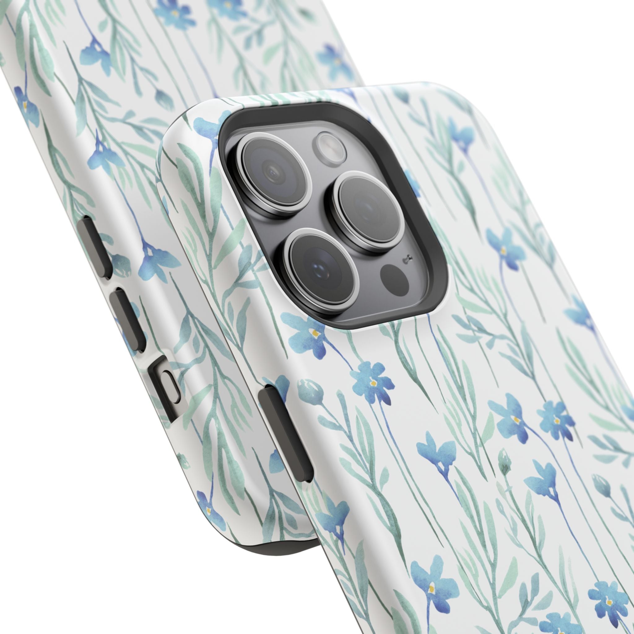 Customizable: Blue Floral Impact-Resistant Phone Case