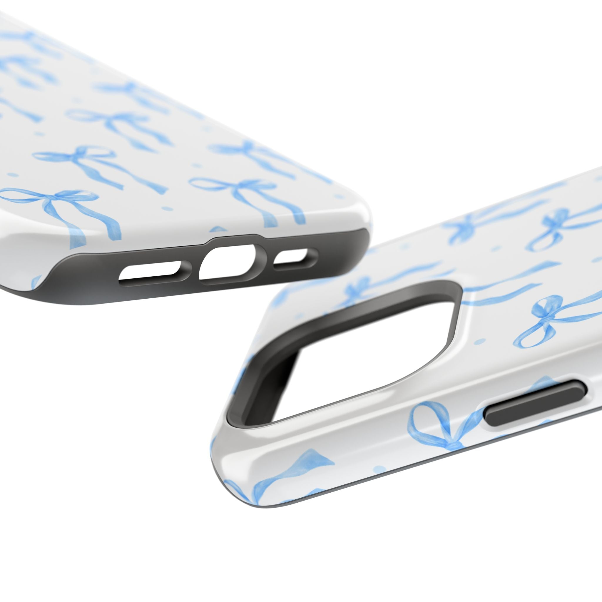 Customizable: Chic Blue Coquette Bow Impact-Resistant Phone Case