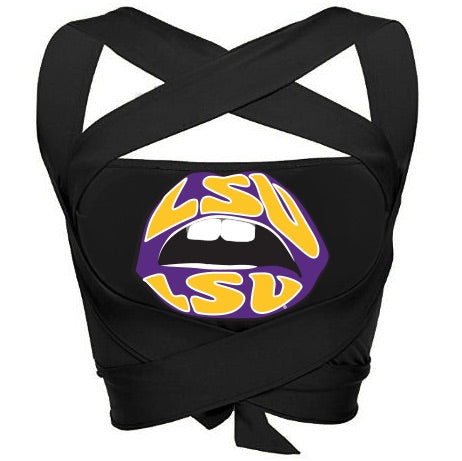 LSU Lips Black Multi Way Bandeau Top