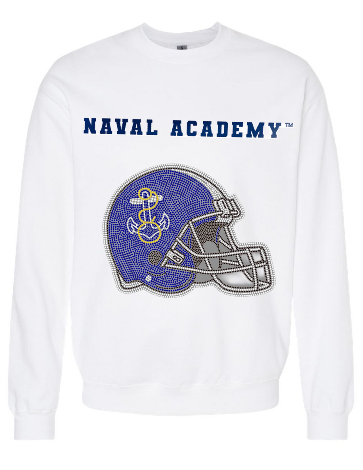 Game Day Sweatshirt, Crewneck White, Naval Academy Helmet