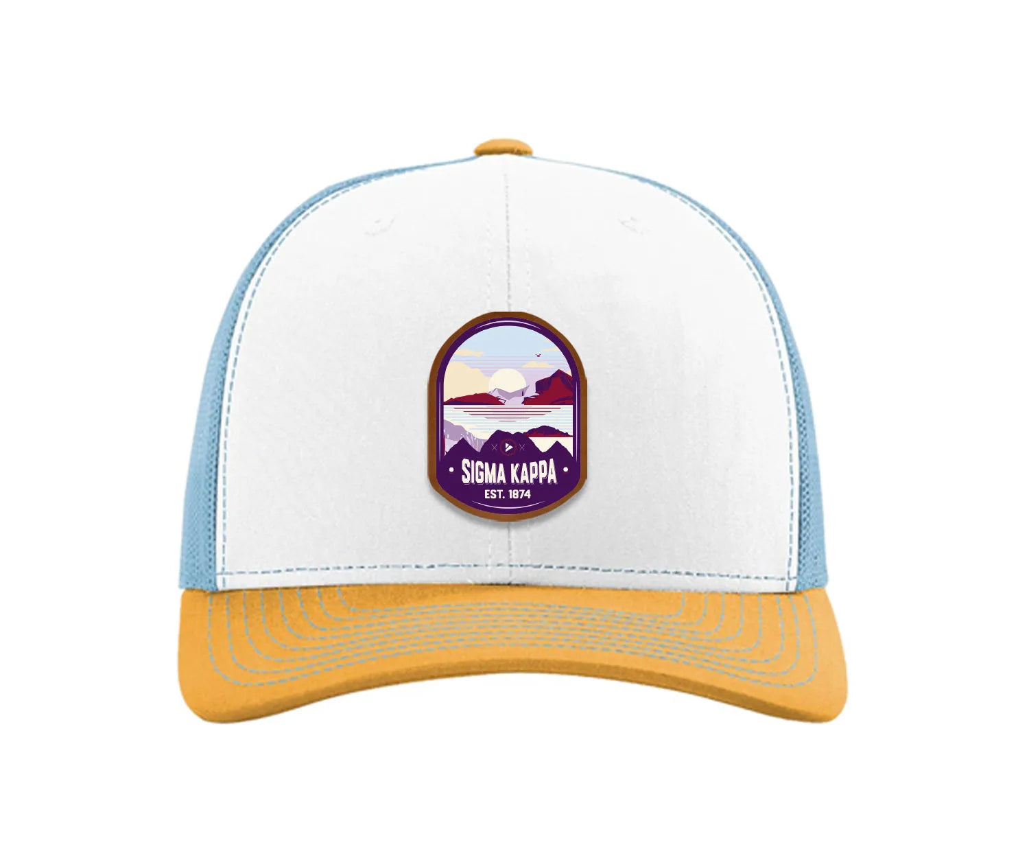 Sigma Kappa Richardson 112 UV Print Leatherette Patch Trucker Hat - Ventura