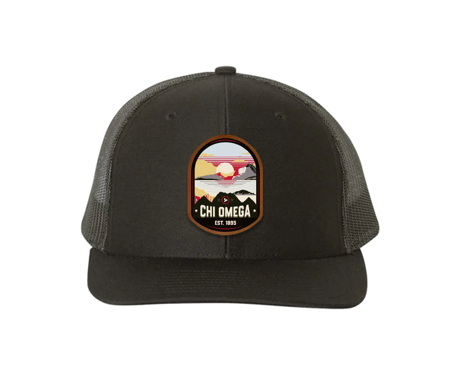 Chi Omega Richardson 112 UV Print Leatherette Patch Trucker Hat - Ventura