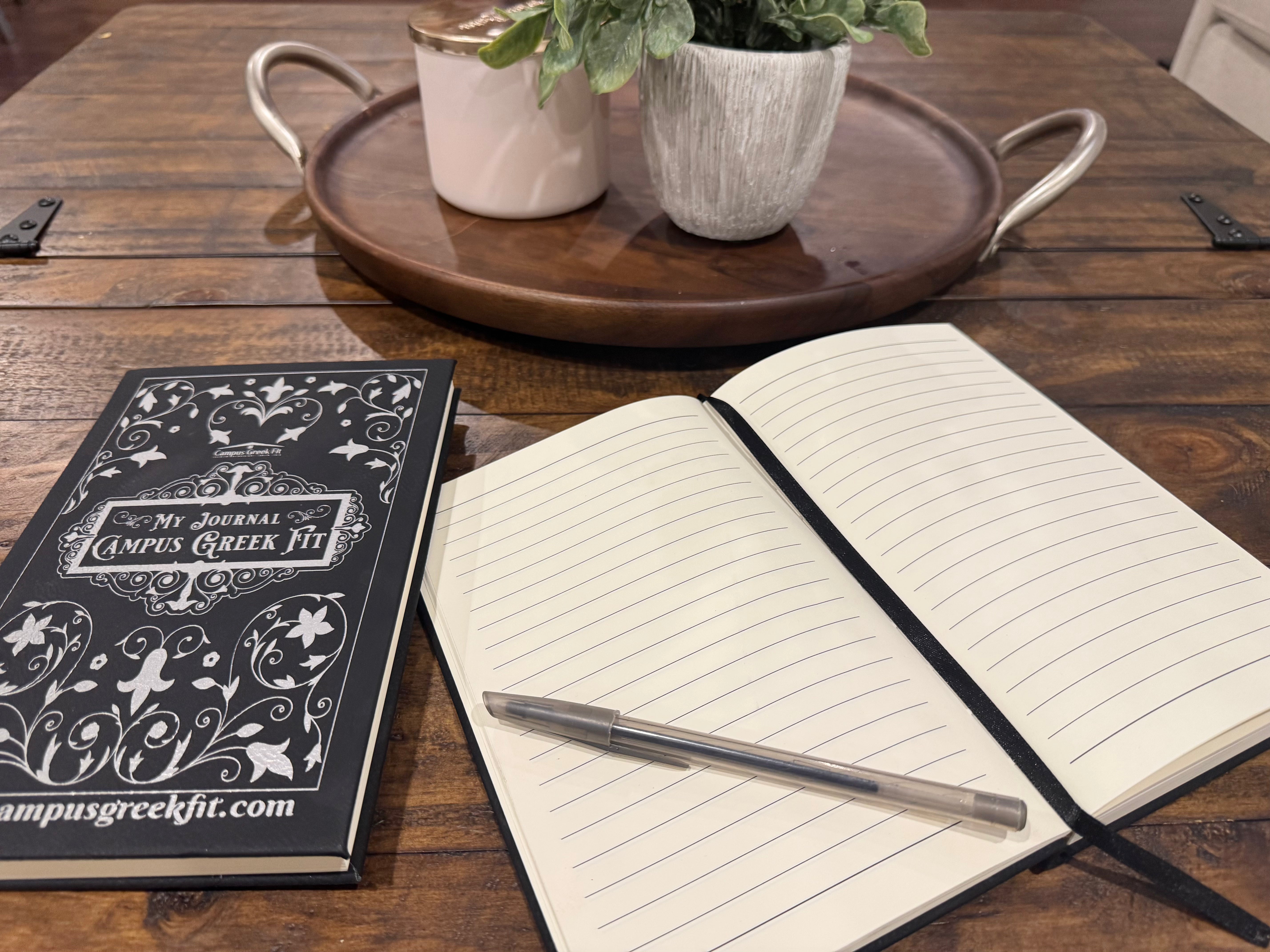 Alpha Chi Personalized Leatherette Notebook Journal - Retro Floral