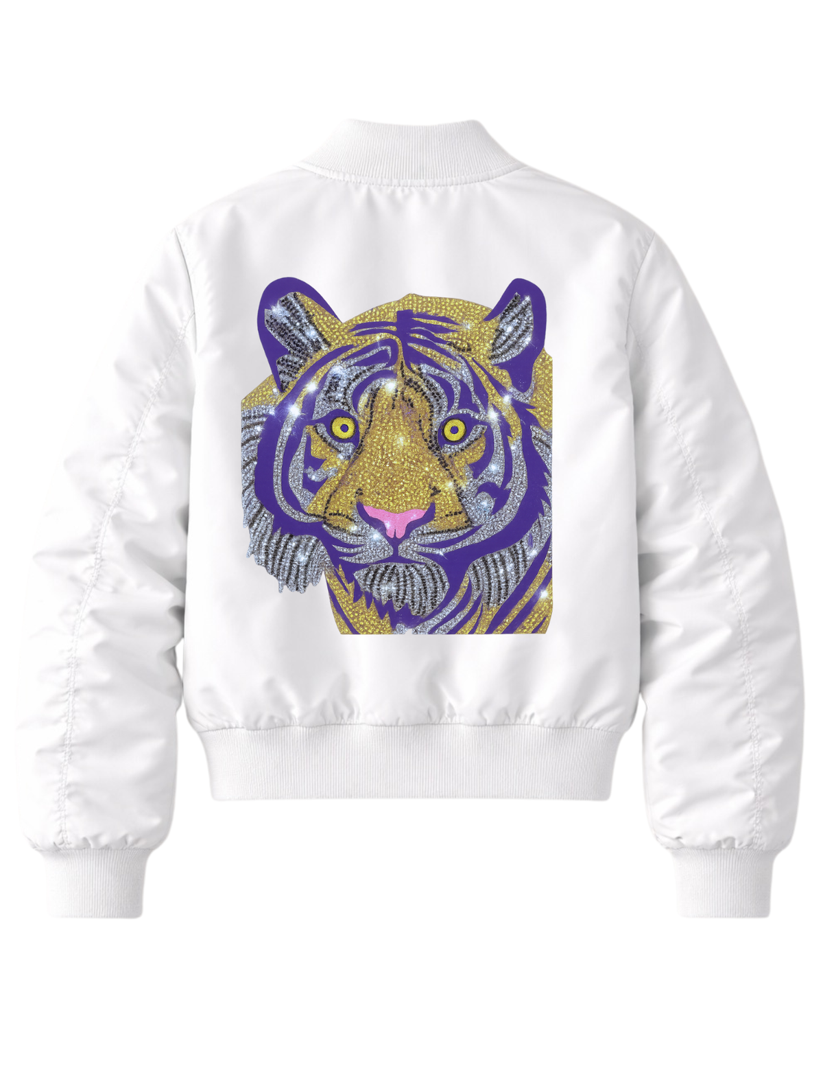 Purple Tiger White Bomber Jacket