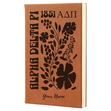 Alpha Delta Pi Personalized Leatherette Notebook Journal - Retro Floral