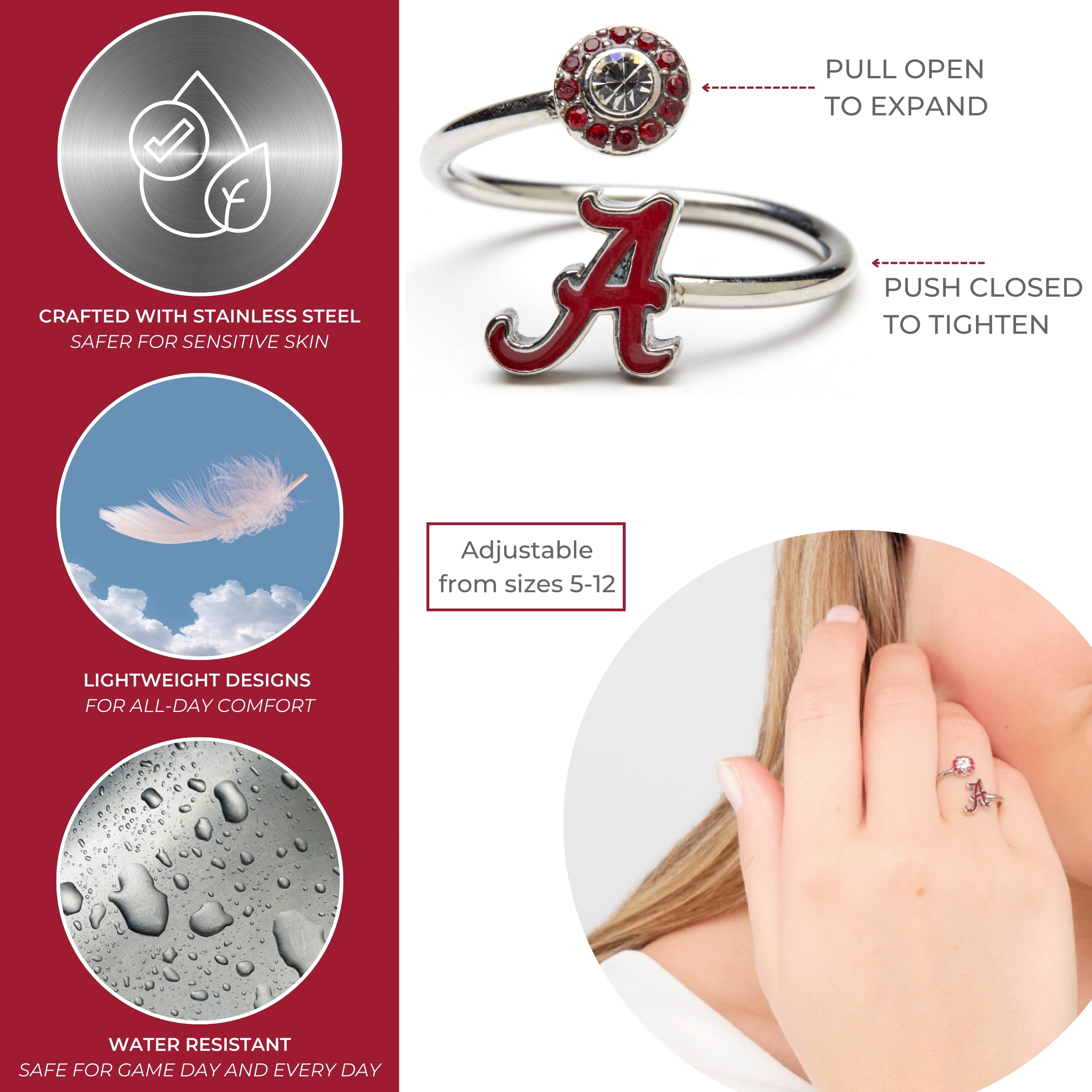 Bama Rings Alabama Adjustable Ring – 4U Dezigns