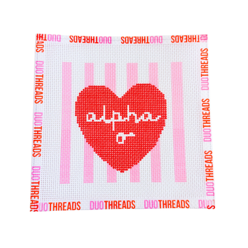 Alpha Omicron Pi Sorority Heart Needlepoint Canvas