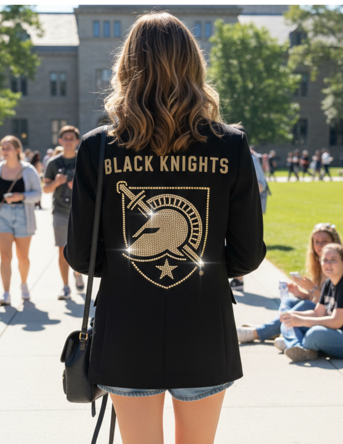 Army West Point Black Knights Shield Black Ruched Sleeve Blazer