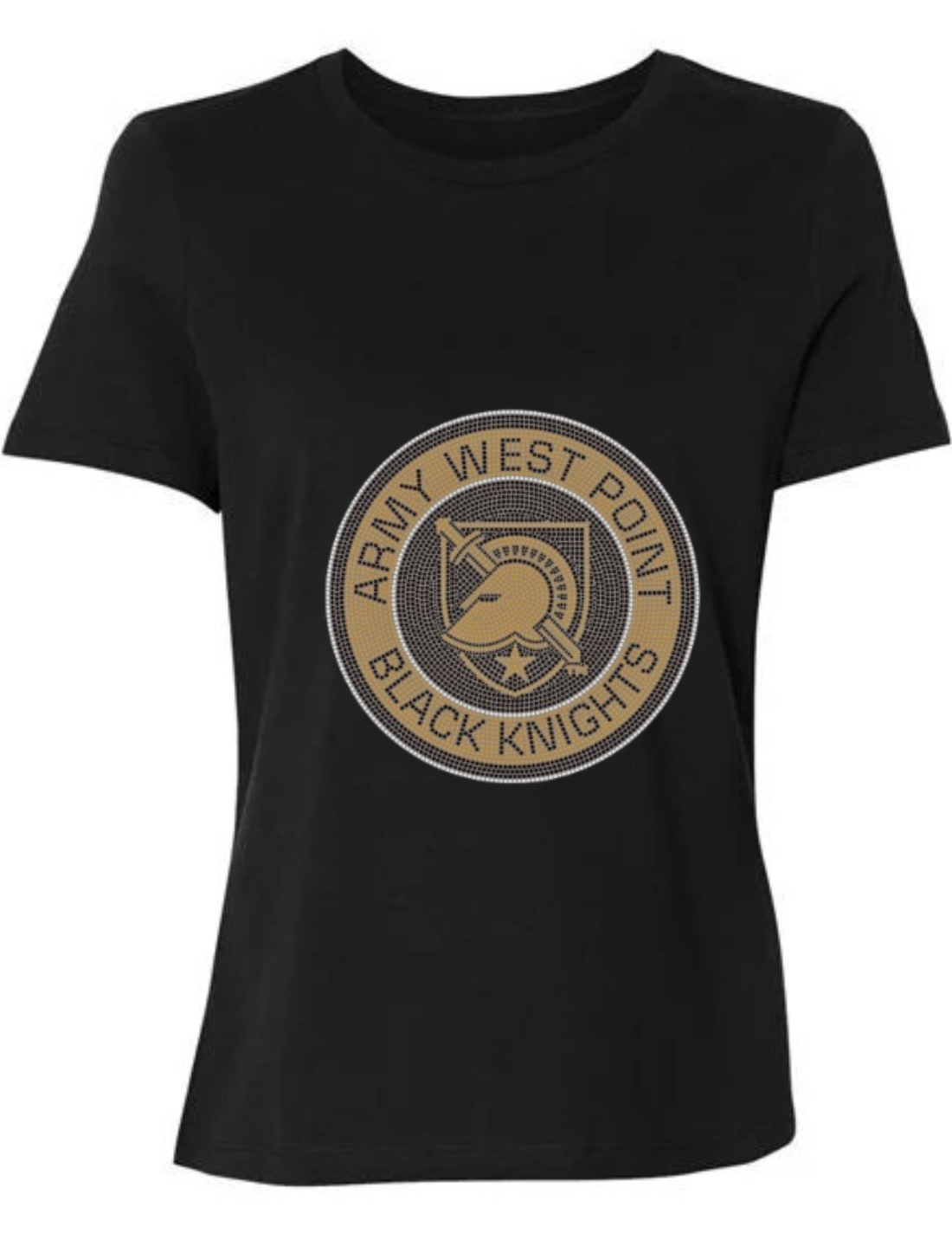 Army West Point Circle Athena Shield Black Crewneck Short Sleeve T-Shirt