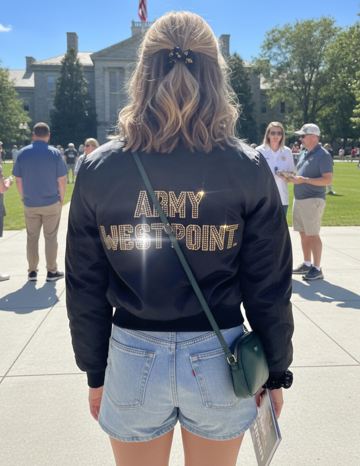 Army West Point Block Letters Black Bomber