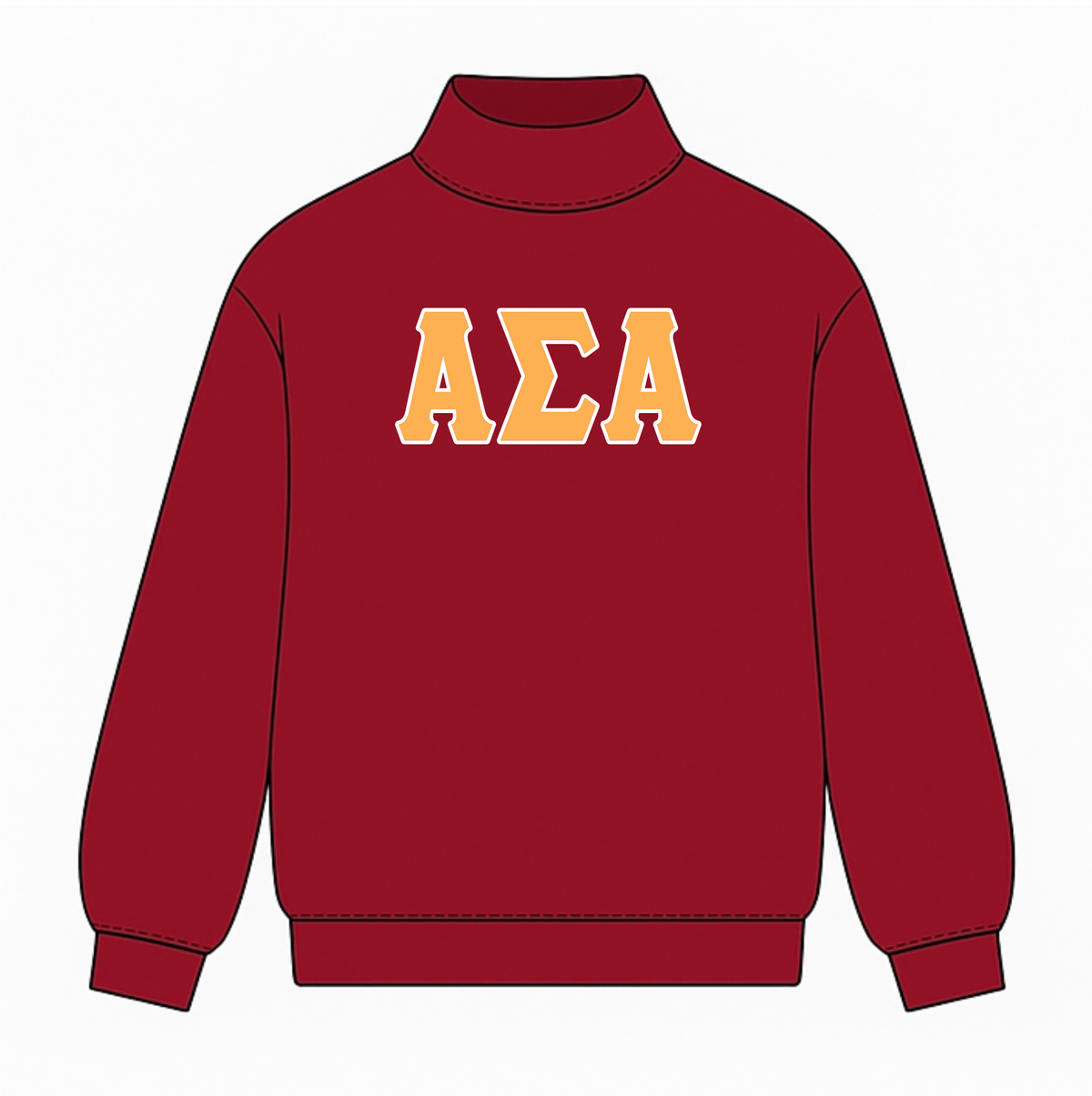 Classic Twill Sorority Embroidered Mock Neck