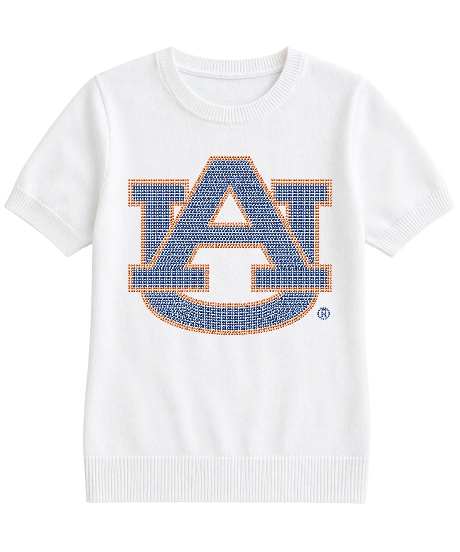 Auburn University Navy AU Ivory Short Sleeve Sweater