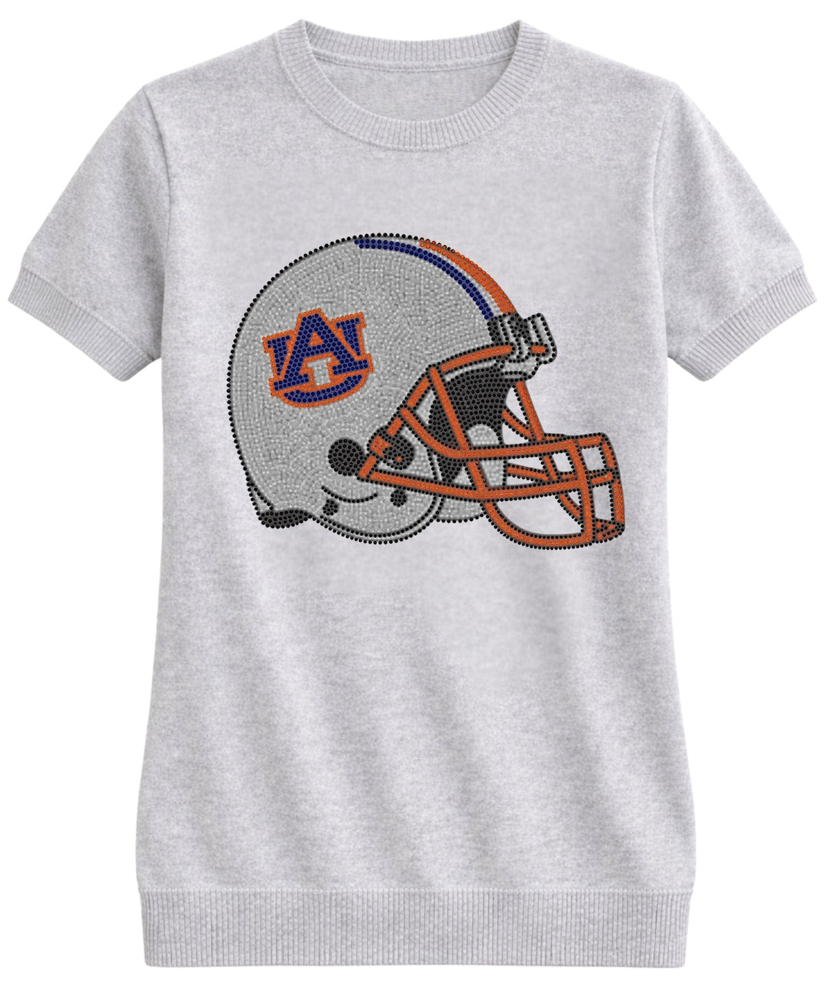 Auburn University Helmet Gray Short Sleeve Sweater