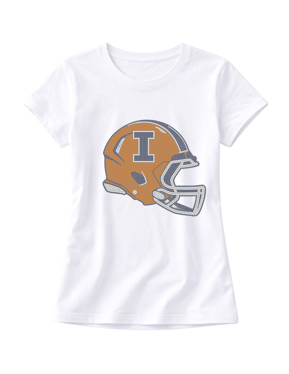 University of Illinois Helmet White Crewneck Short Sleeve T-Shirt