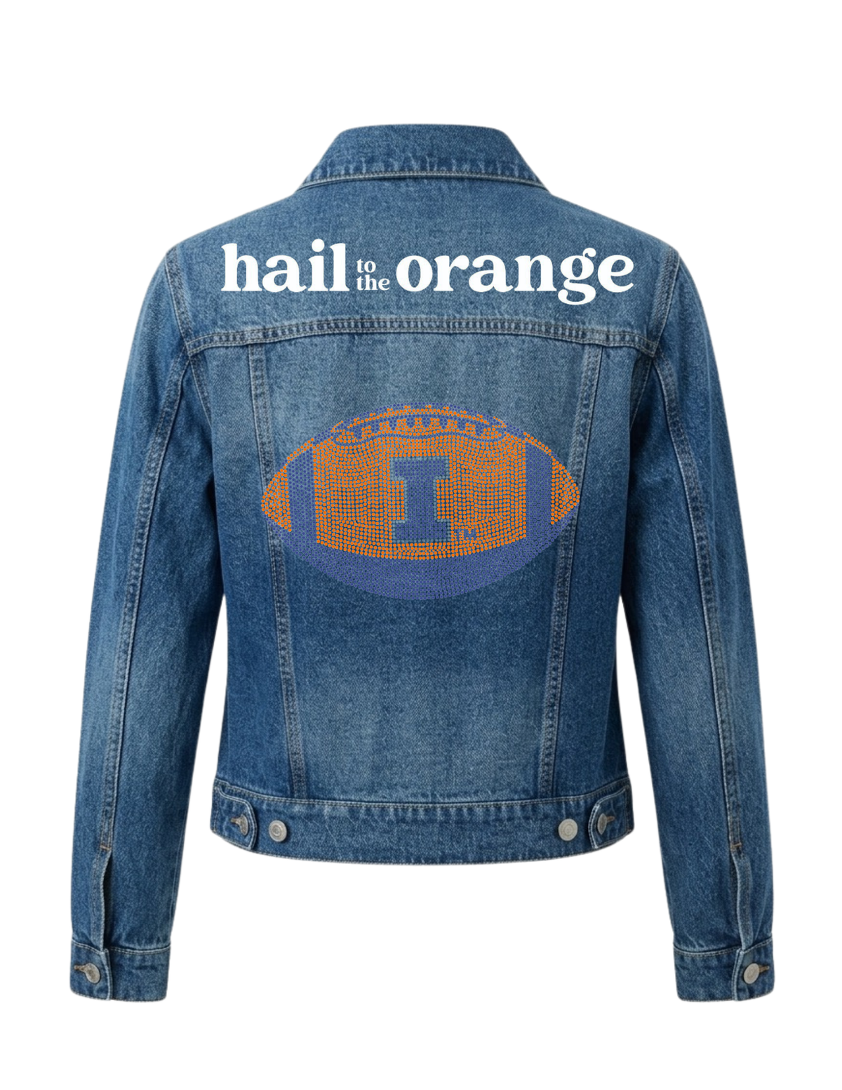 University Of Illinois Hail To The Orange Football Blue Denim Jacket