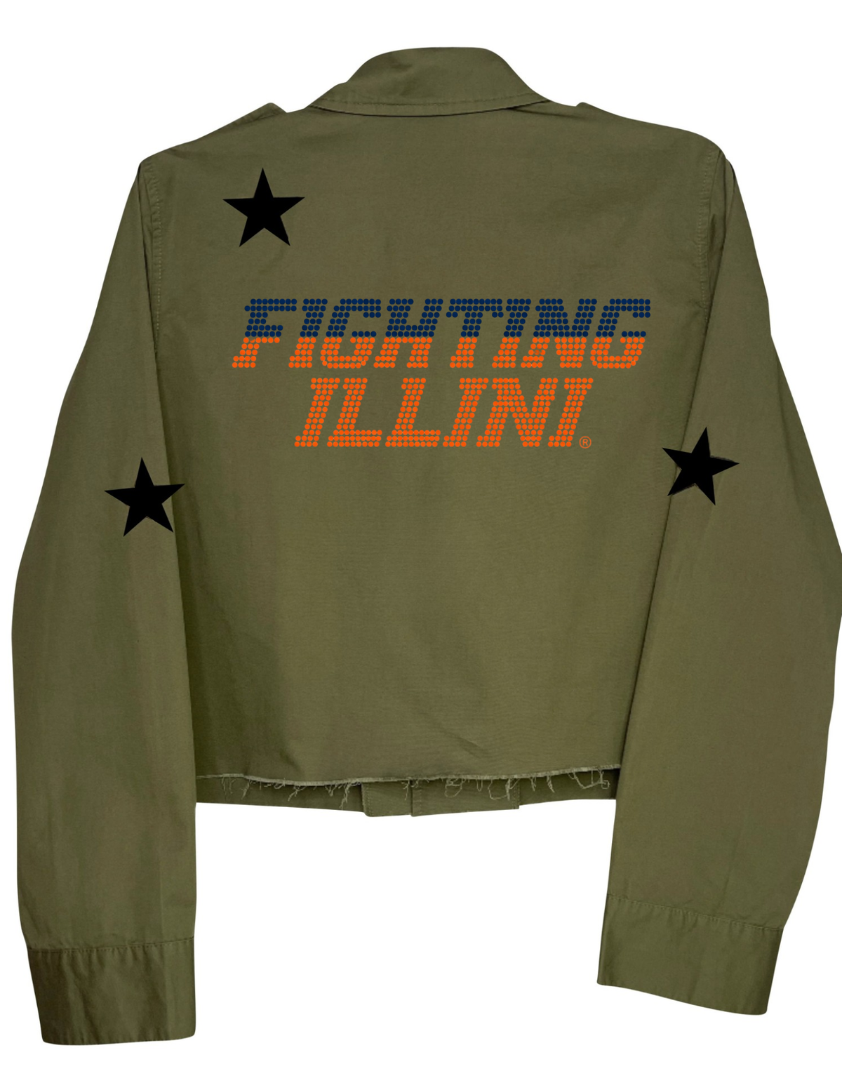 University of Illinois Fighting Illini White Army Green Shacket