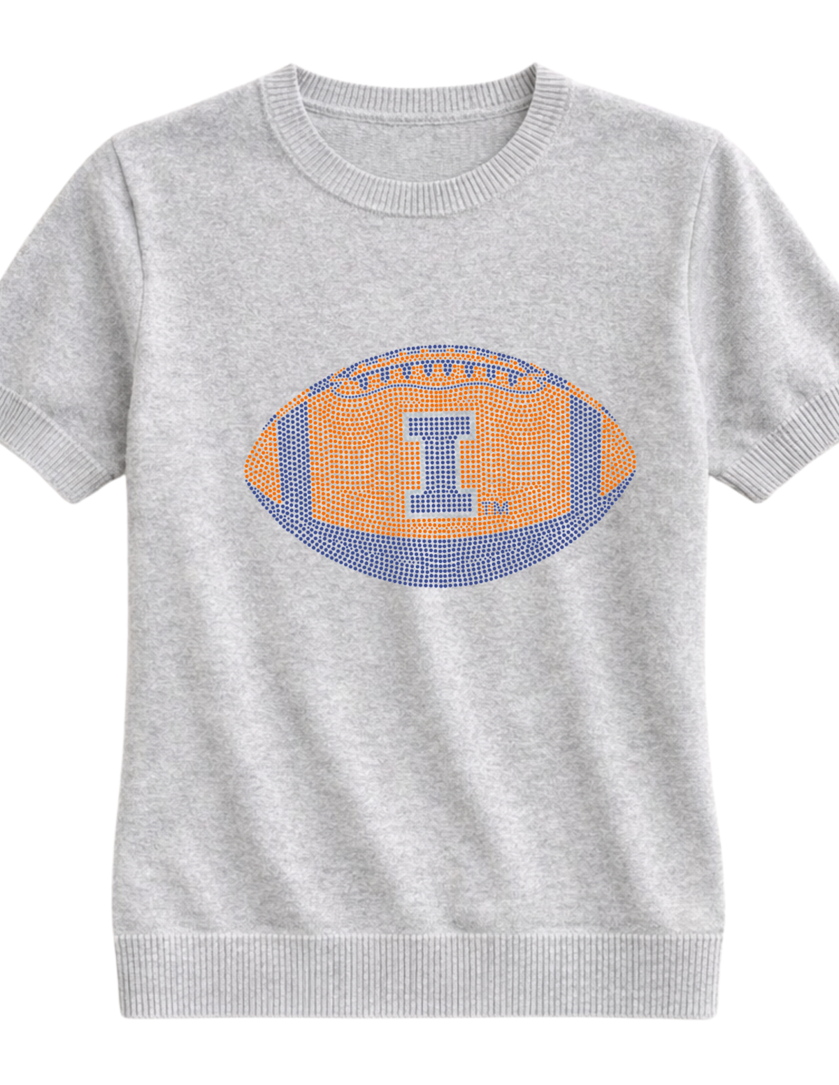 University of Illinois Football Gray Short Sleeve Sweater