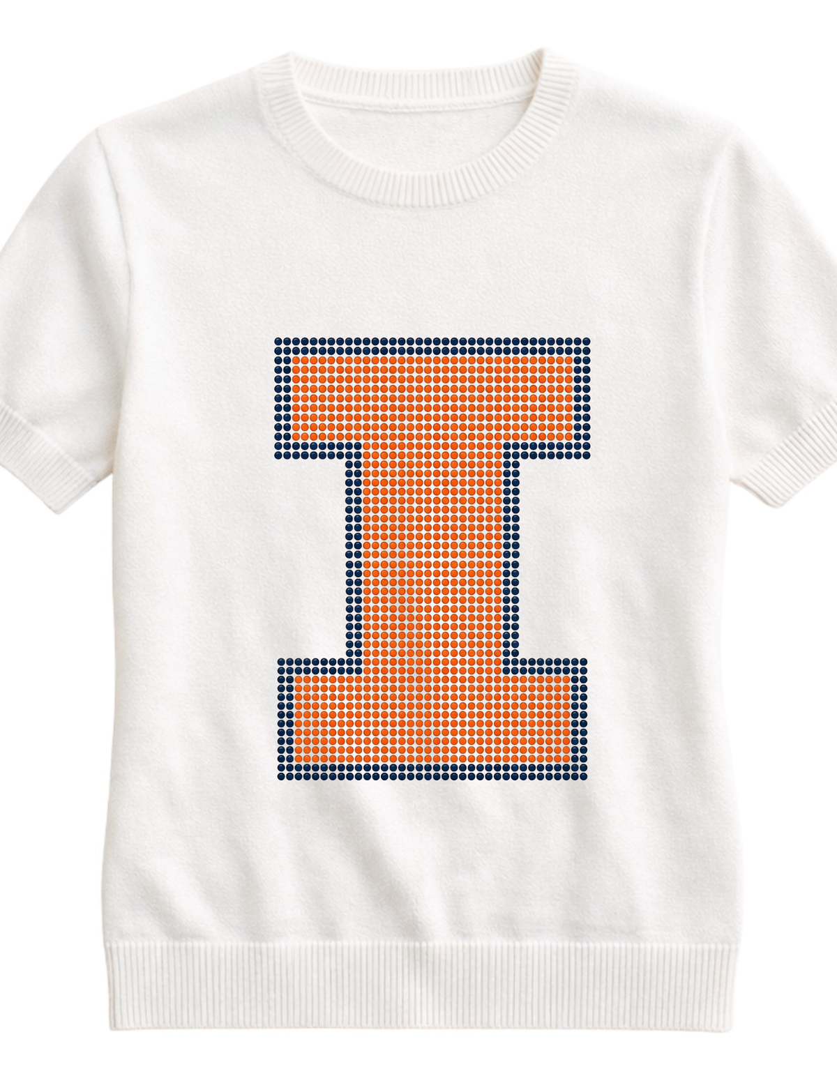 University of Illinois Block I Ivory Short Sleeve Sweater