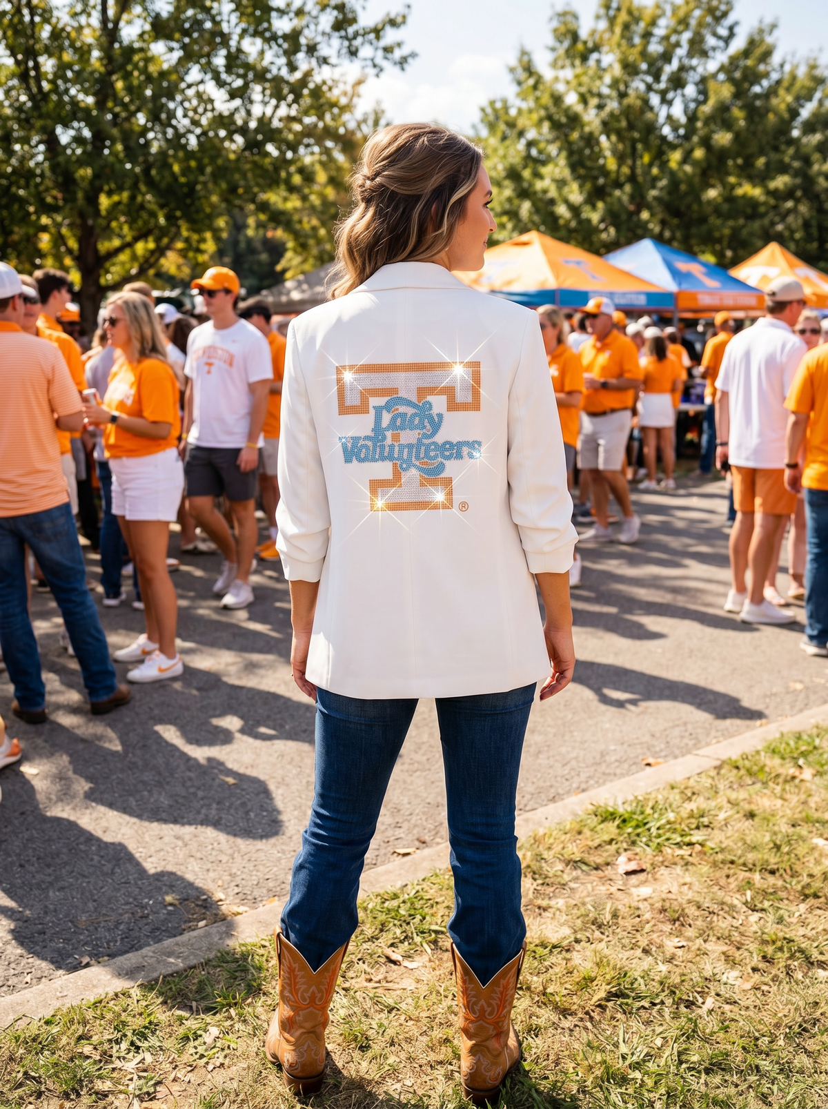 Tennessee Lady Volunteers White Ruched Sleeve Blazer