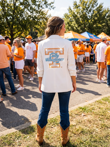 Tennessee Lady Volunteers White Ruched Sleeve Blazer