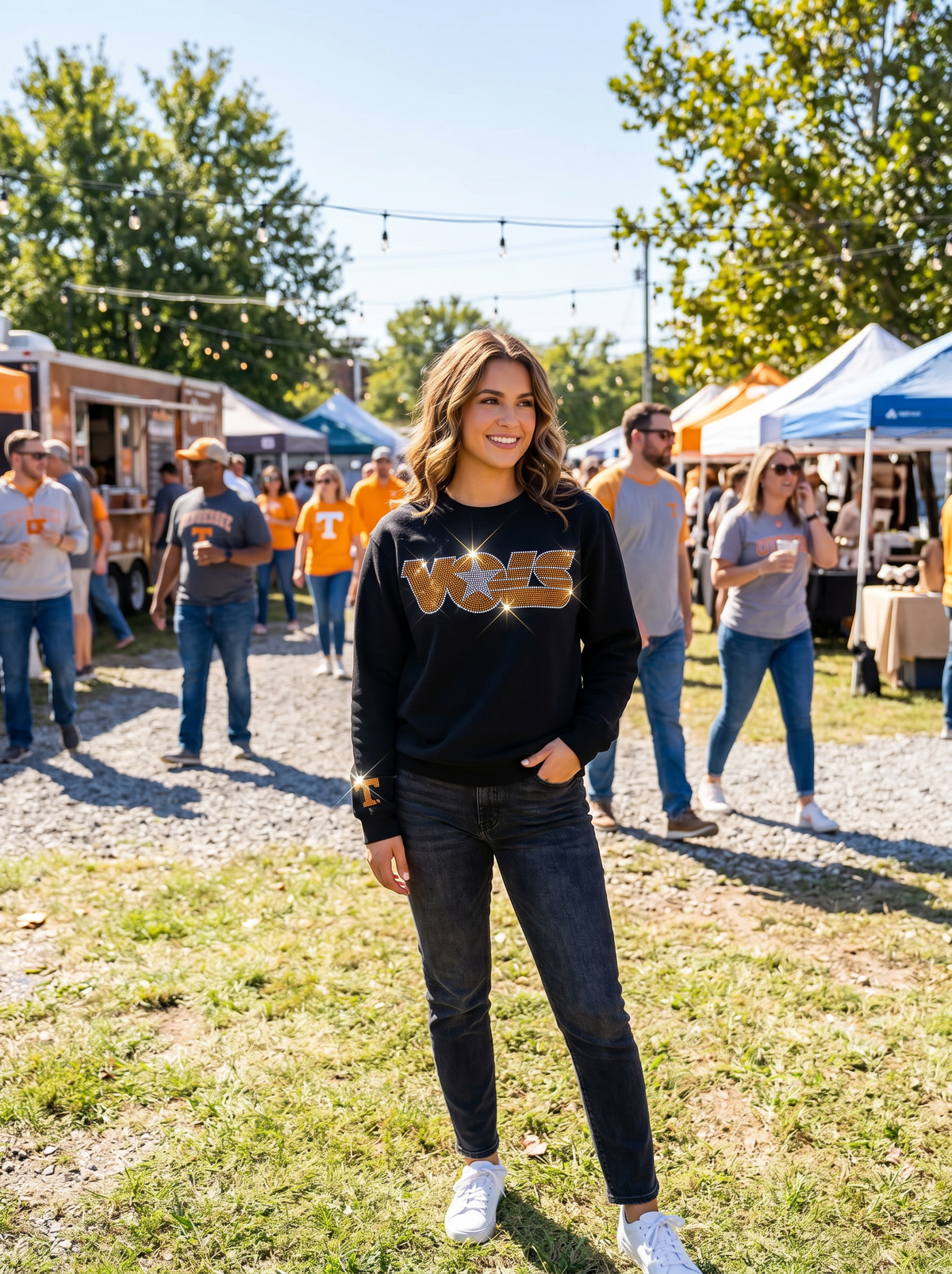 Tennessee Vols w/ Star & T Crewneck Black Sweatshirt