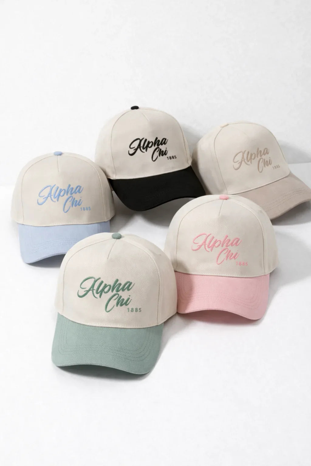 Alpha Chi Embroidered Two-Tone Baseball Cap | Hat - Script 1885