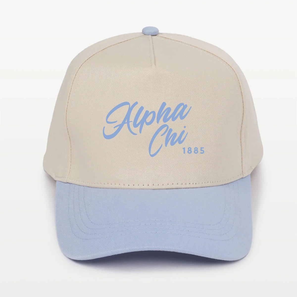 Alpha Chi Embroidered Two-Tone Baseball Cap | Hat - Script 1885