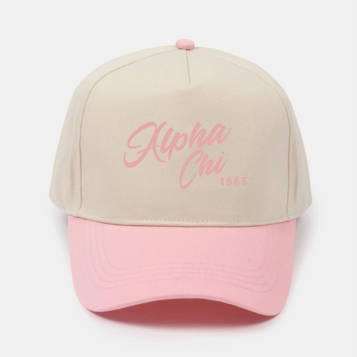 Alpha Chi Embroidered Two-Tone Baseball Cap | Hat - Script 1885