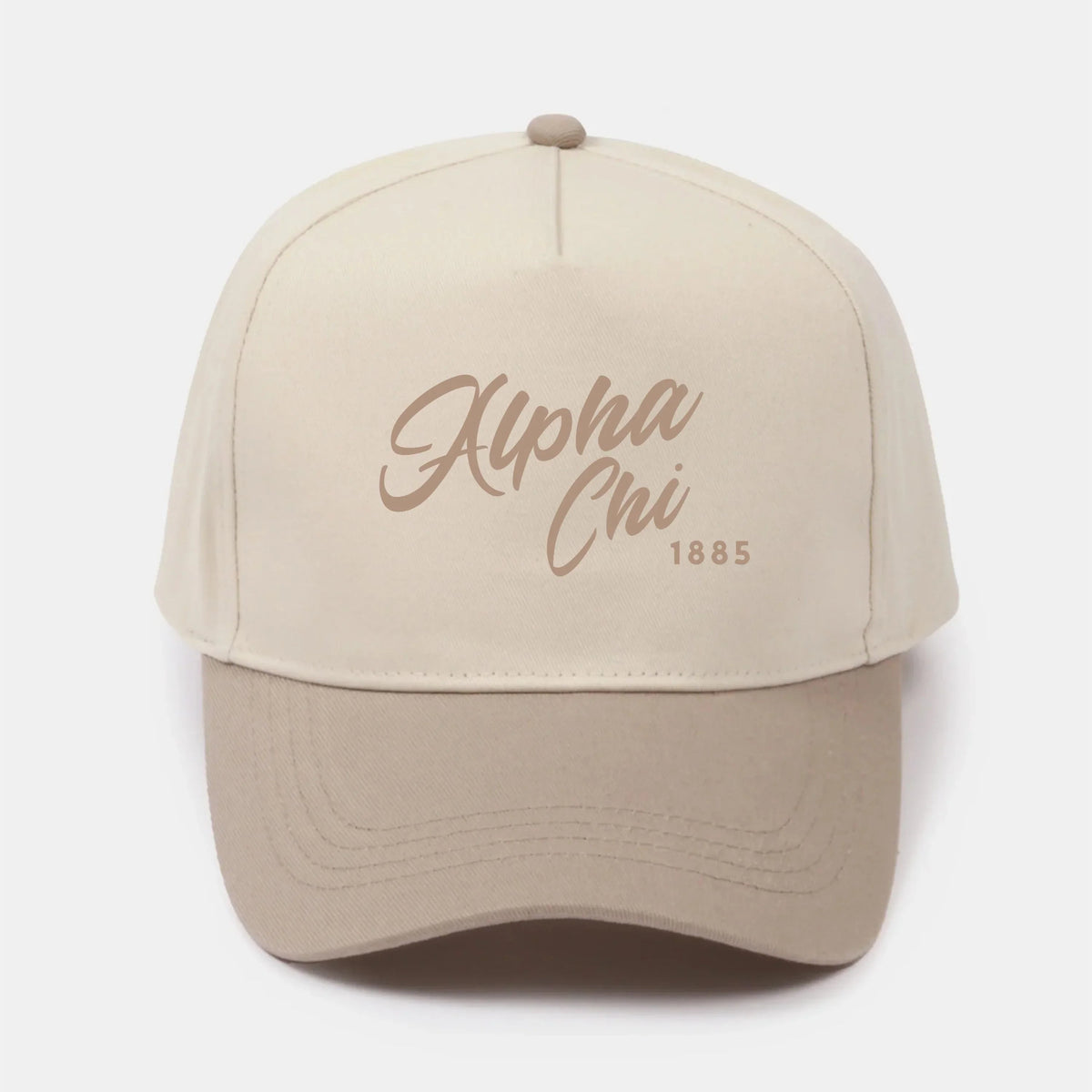 Alpha Chi Embroidered Two-Tone Baseball Cap | Hat - Script 1885
