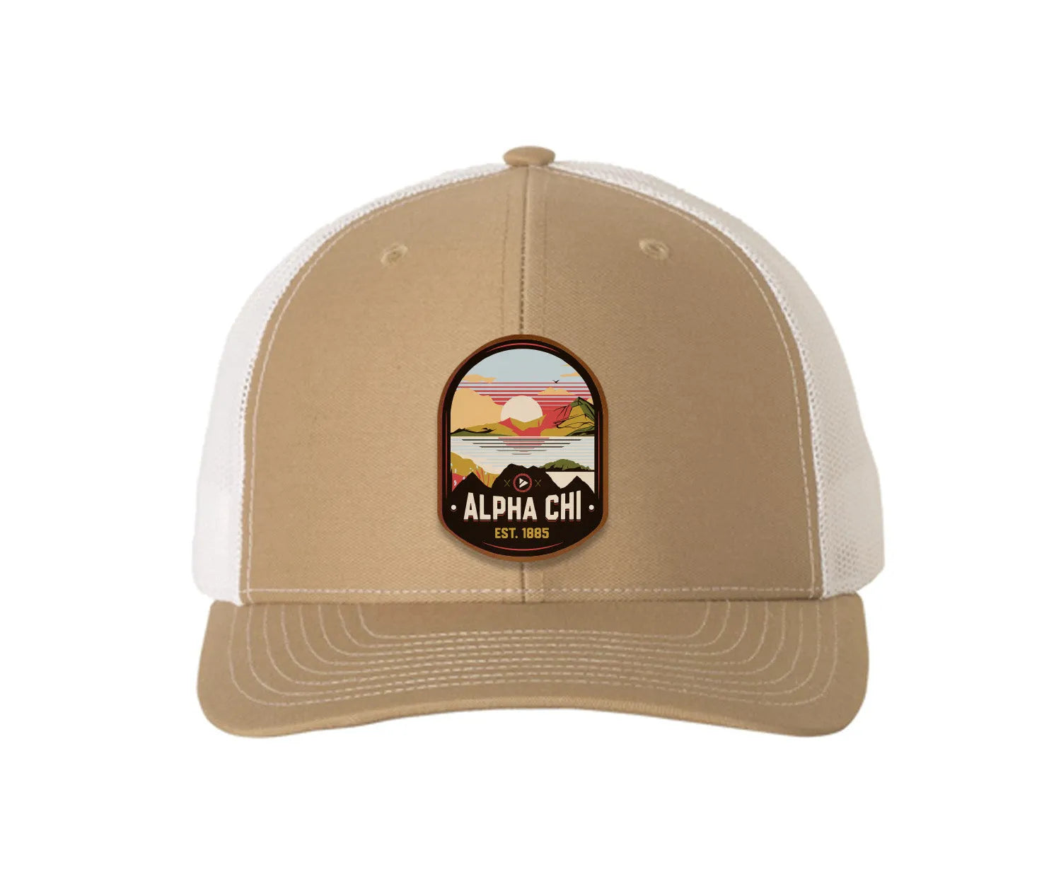 Alpha Chi Omega Richardson 112 UV Print Leatherette Patch Trucker Hat - Ventura