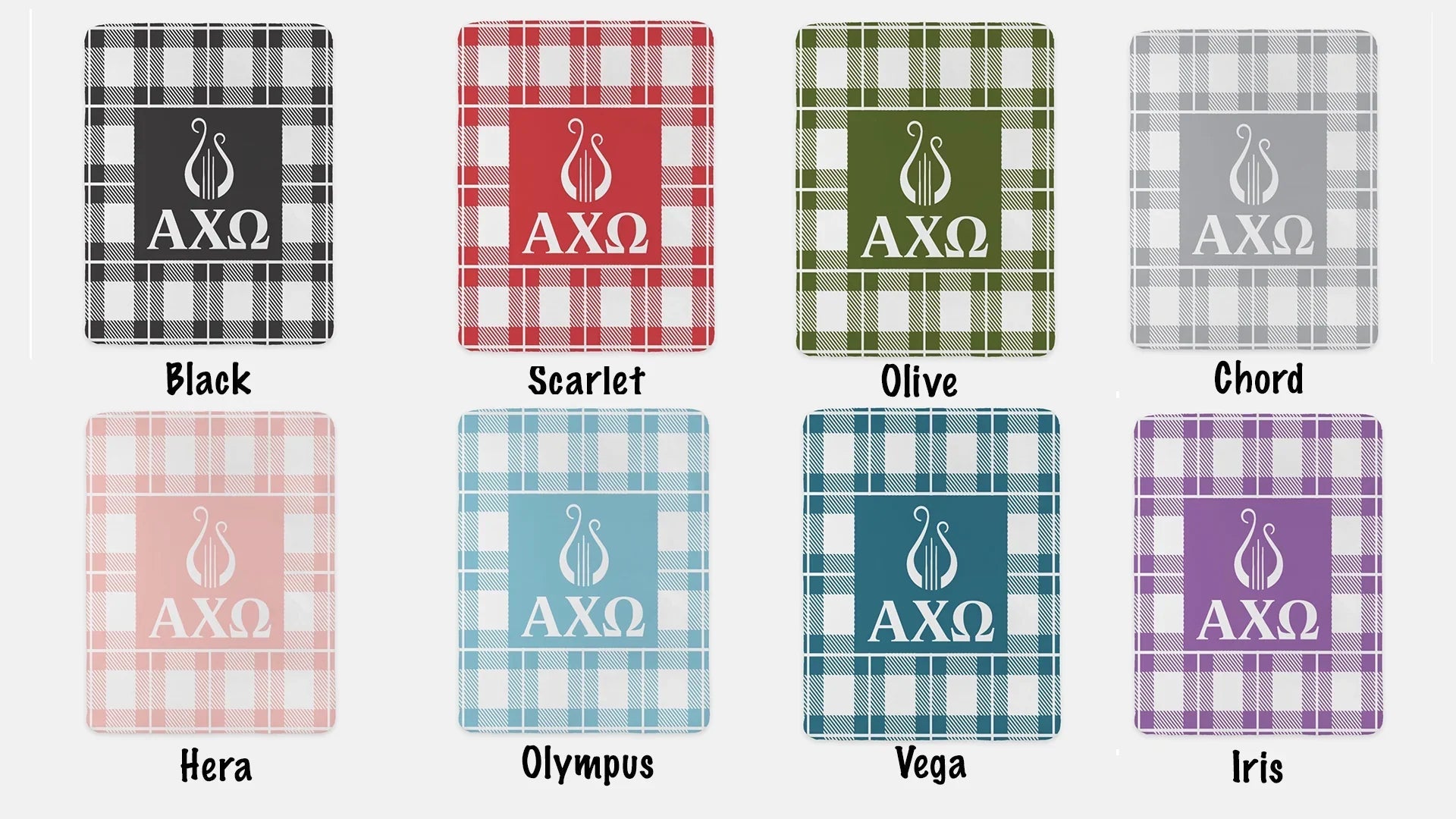 Alpha Chi Omega XL 60x80 Plaid Sherpa Throw Blanket