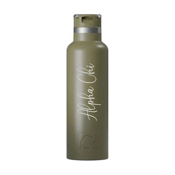 Alpha Chi RTIC 20 oz Ceramic Lined Water Bottle Tumbler - Script