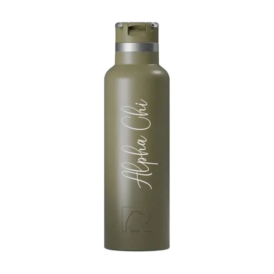 Alpha Chi RTIC 20 oz Ceramic Lined Water Bottle Tumbler - Script