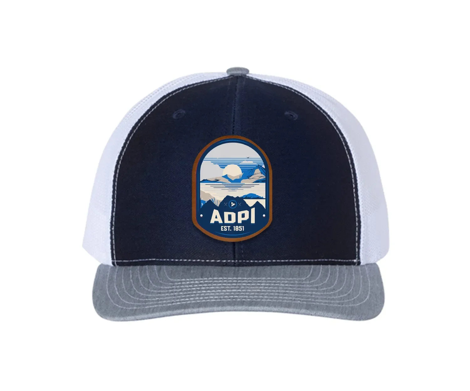 Alpha Delta Pi Richardson 112 UV Print Leatherette Patch Trucker Hat - Ventura