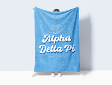 Alpha Delta Pi XL 60x80 Alphie Retro Sherpa Throw Blanket