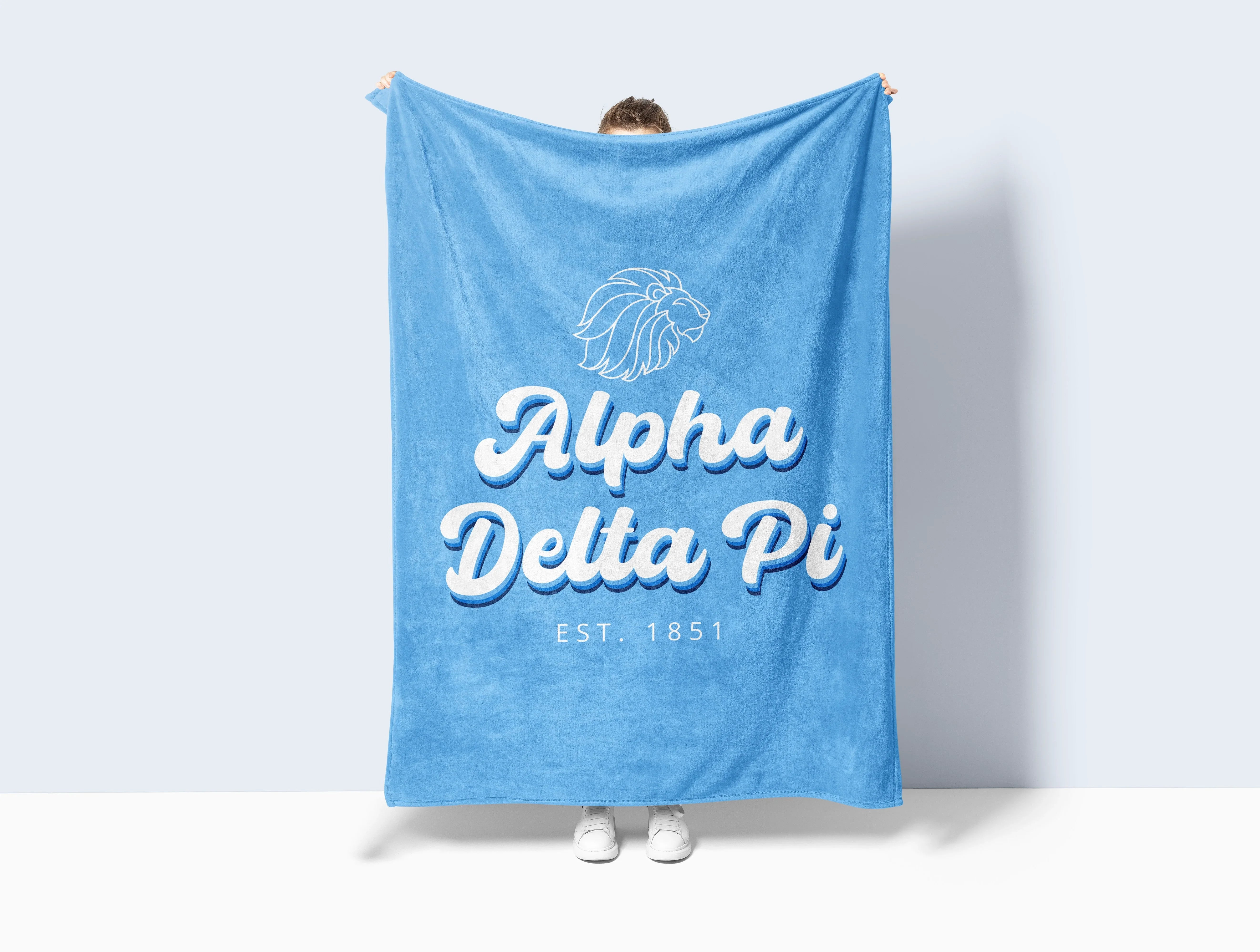 Alpha Delta Pi XL 60x80 Alphie Retro Sherpa Throw Blanket