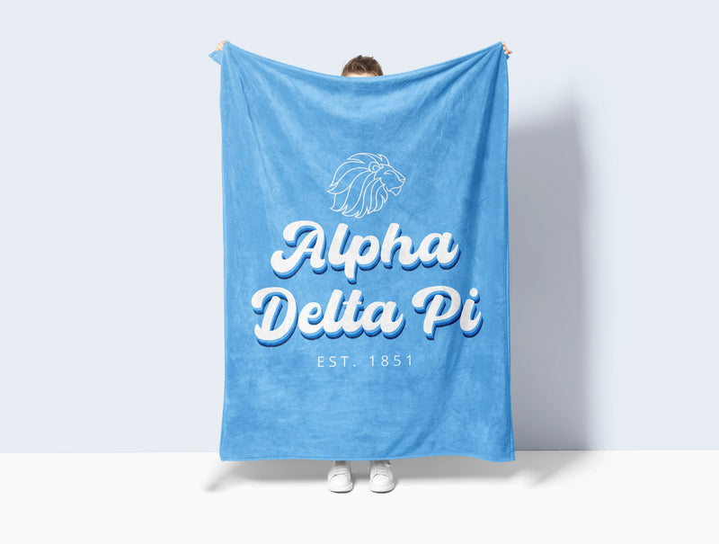 Alpha Delta Pi XL 60x80 Alphie Retro Sherpa Throw Blanket