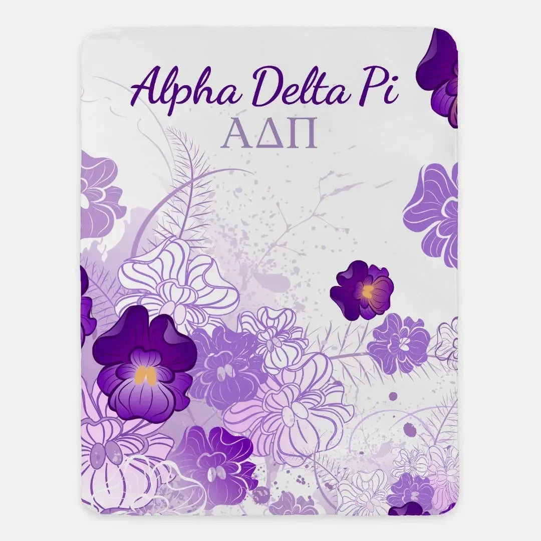 Alpha Delta Pi XL 60x80 Sherpa Throw Blanket - Violets