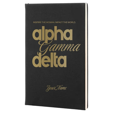 Alpha Gam Personalized Leatherette Notebook Journal - Script