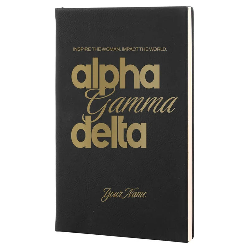 Alpha Gam Personalized Leatherette Notebook Journal - Script