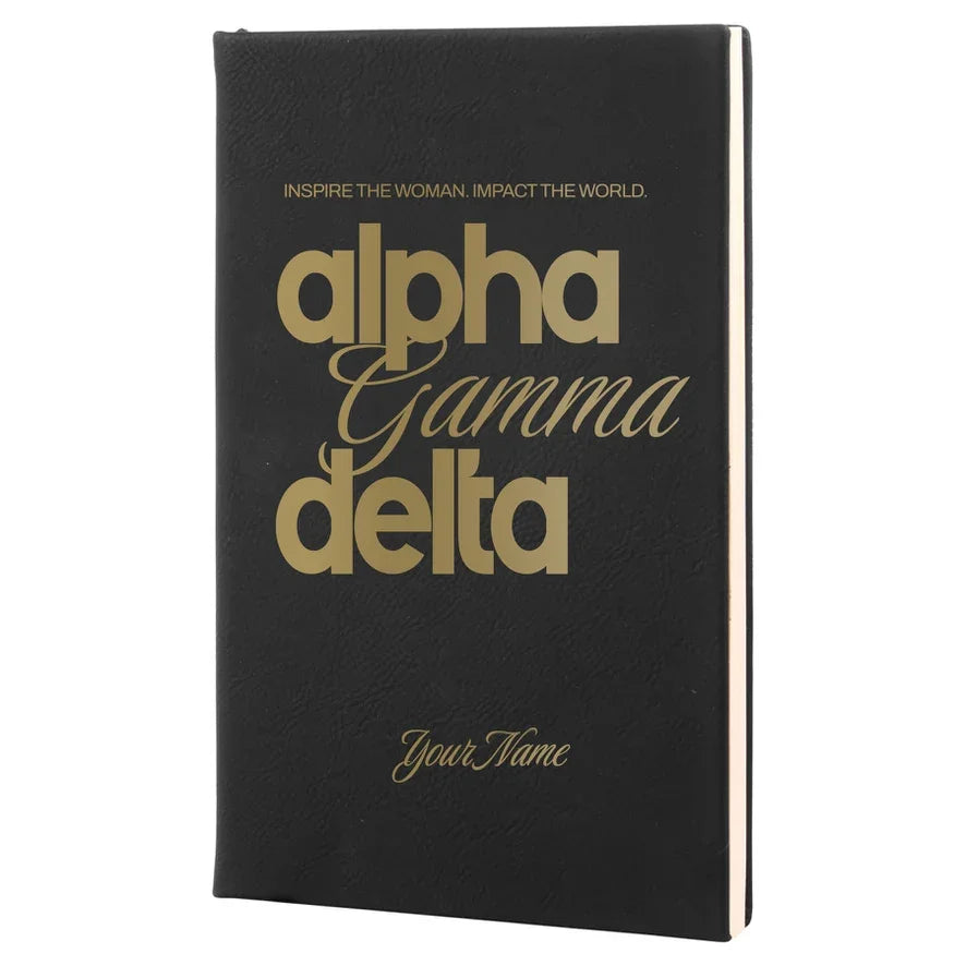 Alpha Gam Personalized Leatherette Notebook Journal - Script
