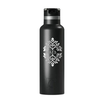 Alpha Gamma Delta RTIC 20 oz Ceramic Lined Water Bottle Tumbler - Ornate Frame