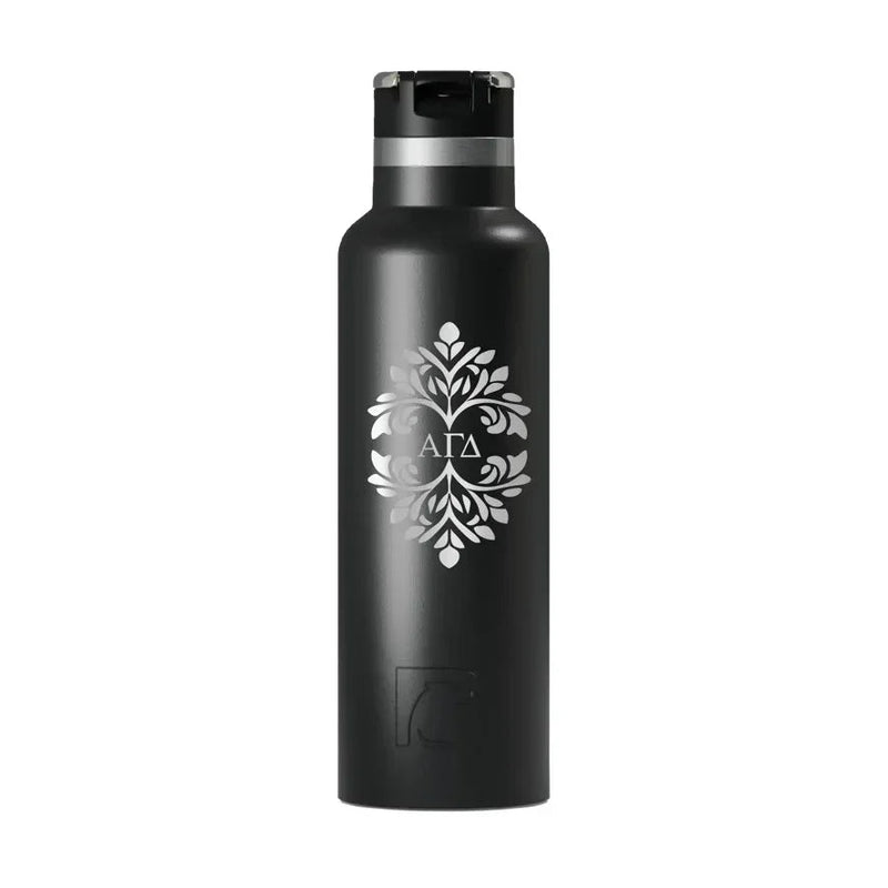 Alpha Gamma Delta RTIC 20 oz Ceramic Lined Water Bottle Tumbler - Ornate Frame