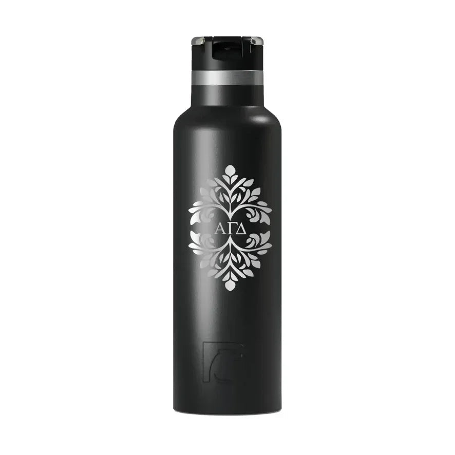 Alpha Gamma Delta RTIC 20 oz Ceramic Lined Water Bottle Tumbler - Ornate Frame