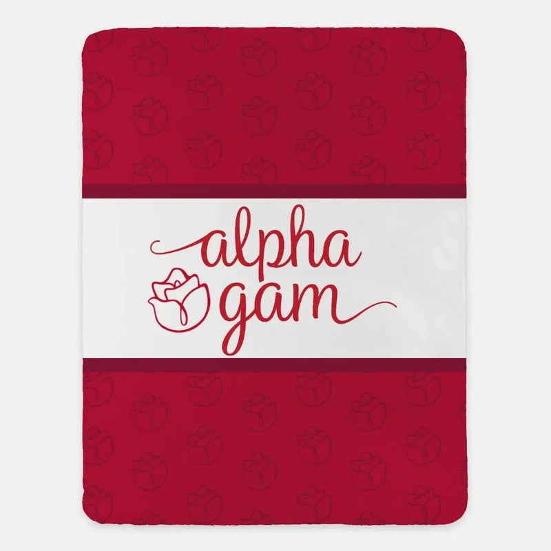 Alpha Gam XL 60x80 Sherpa Throw Blanket - Rose Pattern