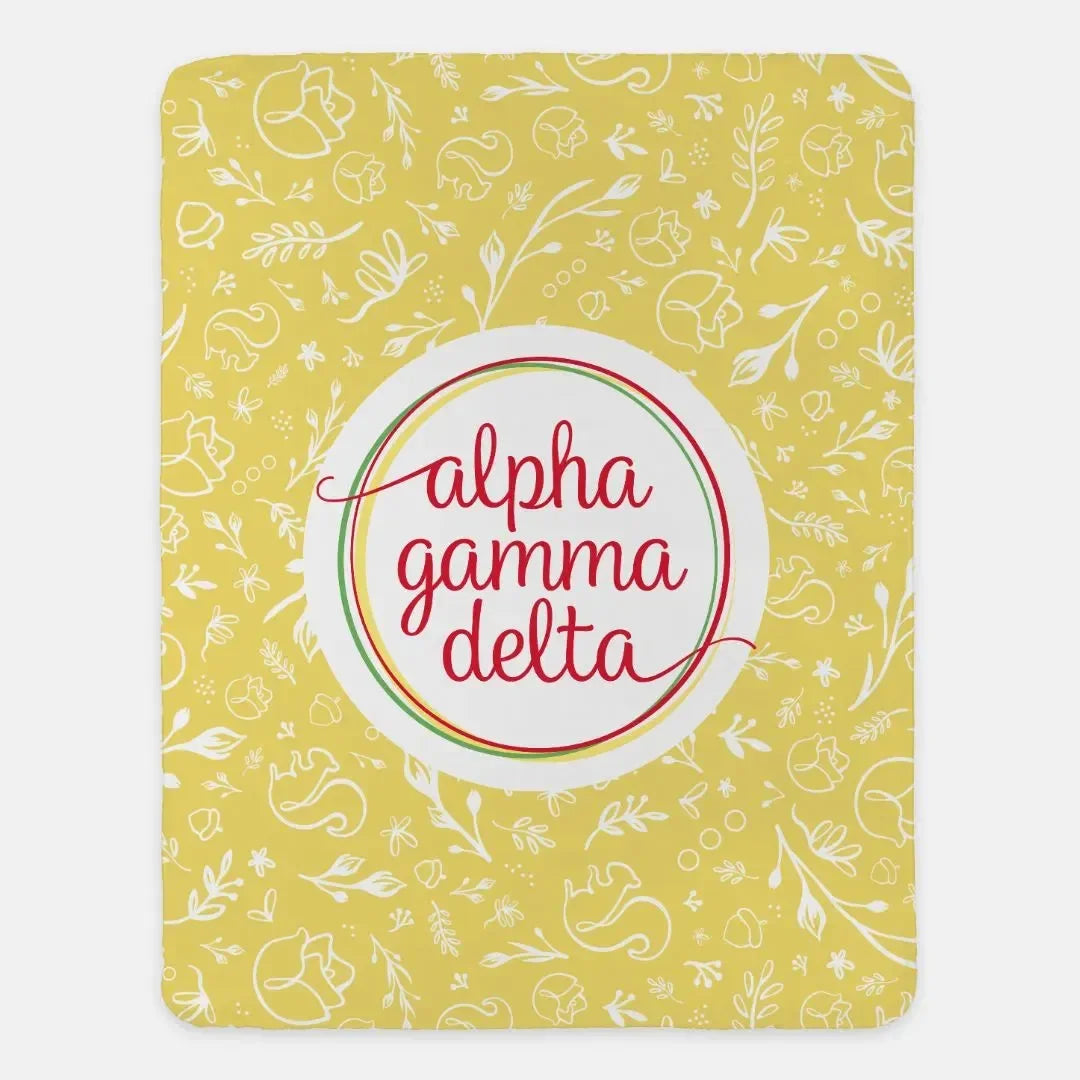 Alpha Gamma Delta XL 60x80 Sherpa Throw Blanket - Combo Pattern