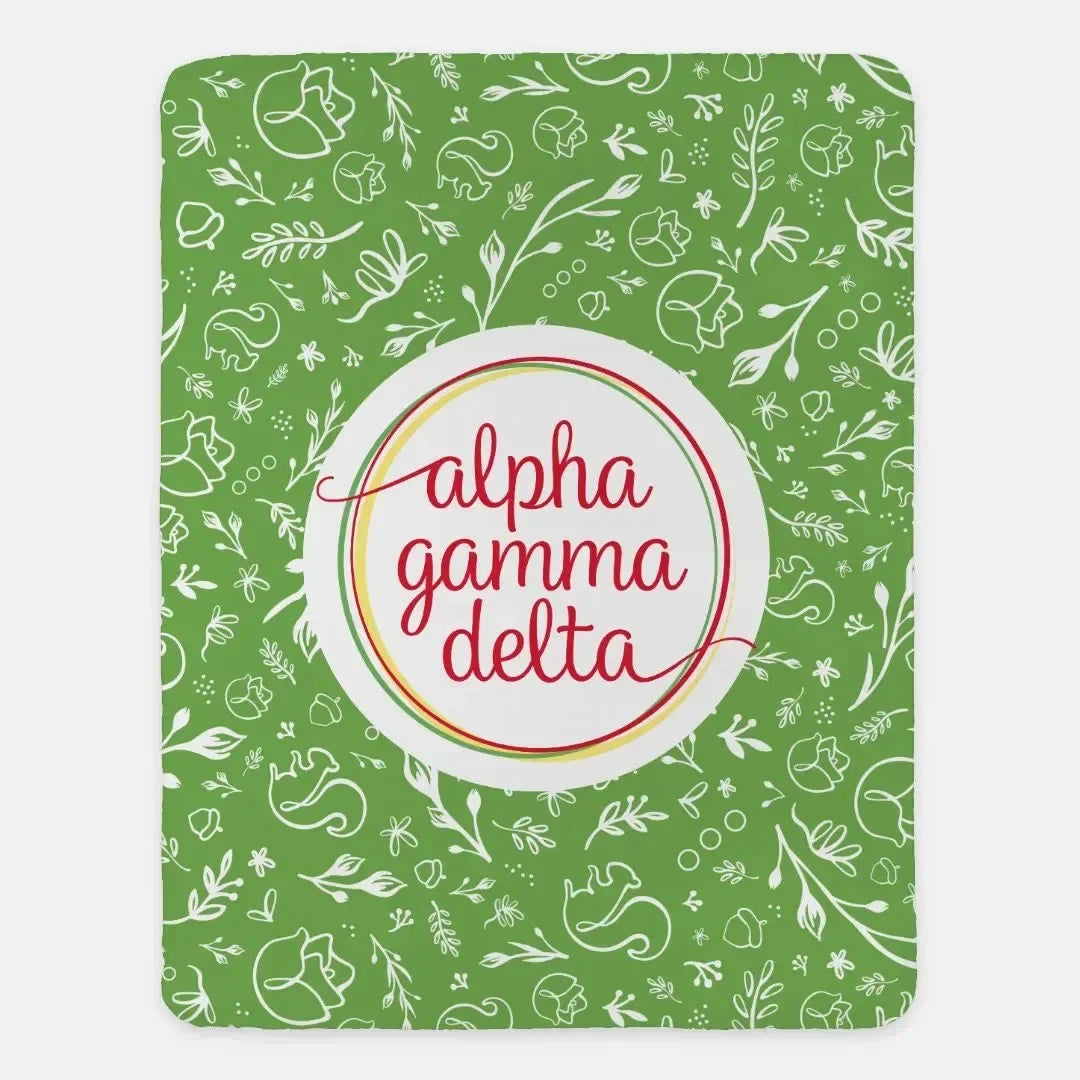 Alpha Gamma Delta XL 60x80 Sherpa Throw Blanket - Combo Pattern