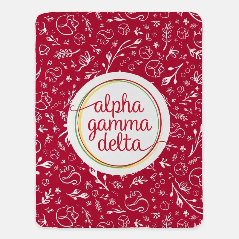 Alpha Gamma Delta XL 60x80 Sherpa Throw Blanket - Combo Pattern