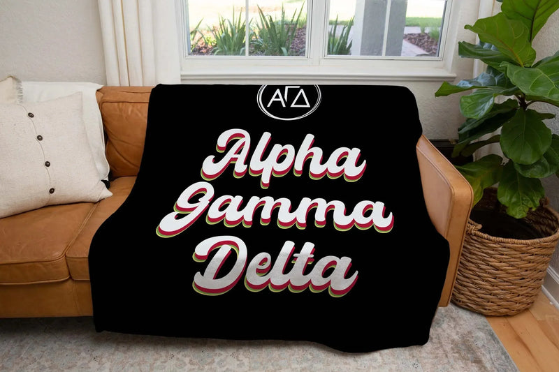 Alpha Gamma Delta XL 60x80 Sherpa Throw Blanket - Retro