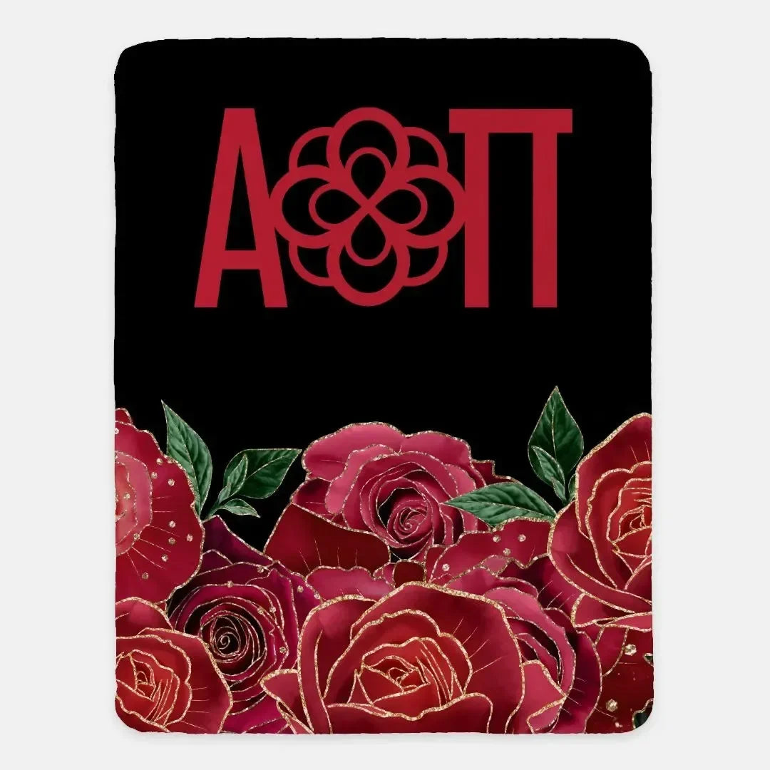 Alpha O XL 60x80 Sherpa Throw Blanket - Glam Roses